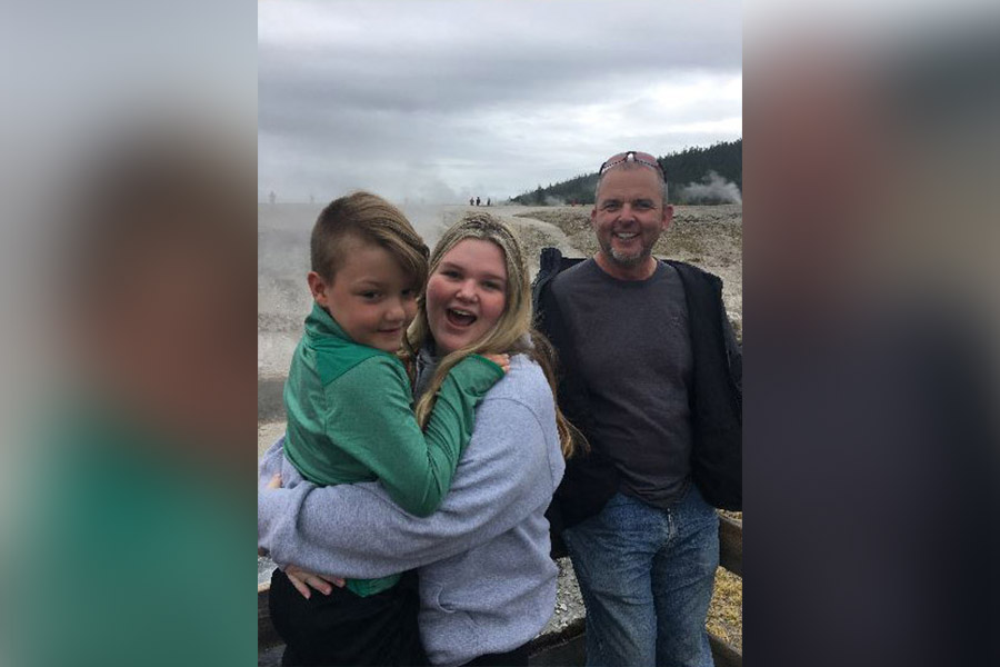 LtoR: JJ Vallow, Tylee Ryan and Alex Cox are pictured at Yellowstone National Park on Sept. 8, 2019. It's the last photo taken of Tylee before police say she was murdered.