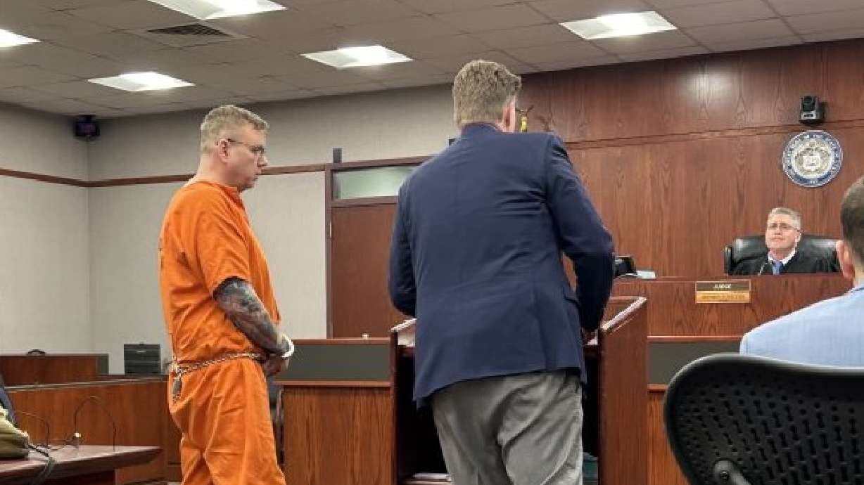 Sean Brandon Foard, accompanied by defense attorney Courtney Koehler, appears for his sentencing hearing before 5th District Judge Jeffrey C. Wilcox in Cedar City, April 30.