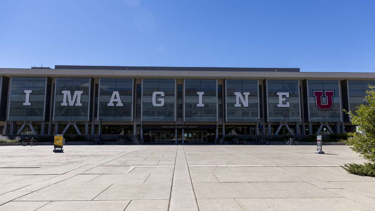 The front of the J. Willard Marriott Library at The University of Utah in Salt Lake City on Sept. 18, 2022. The David Eccles School of Business at the U. recently received the 12th spot in MBA rankings for entrepreneurship.