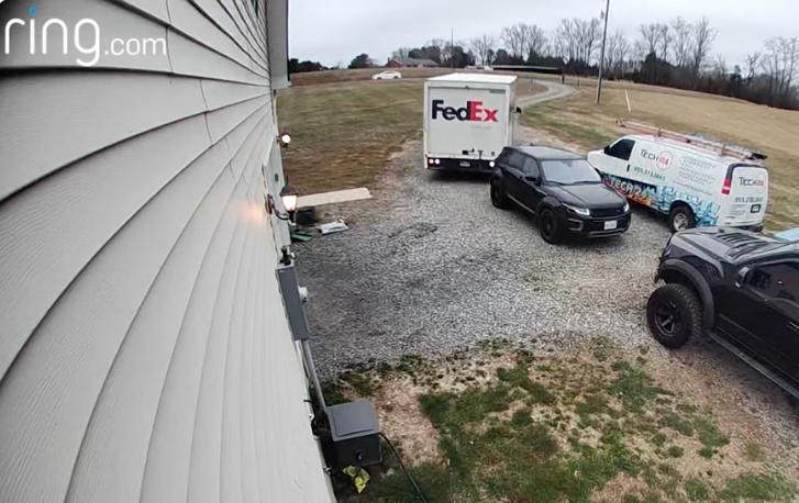A FedEx driver delivers more than a package to this Virginia home March 1.