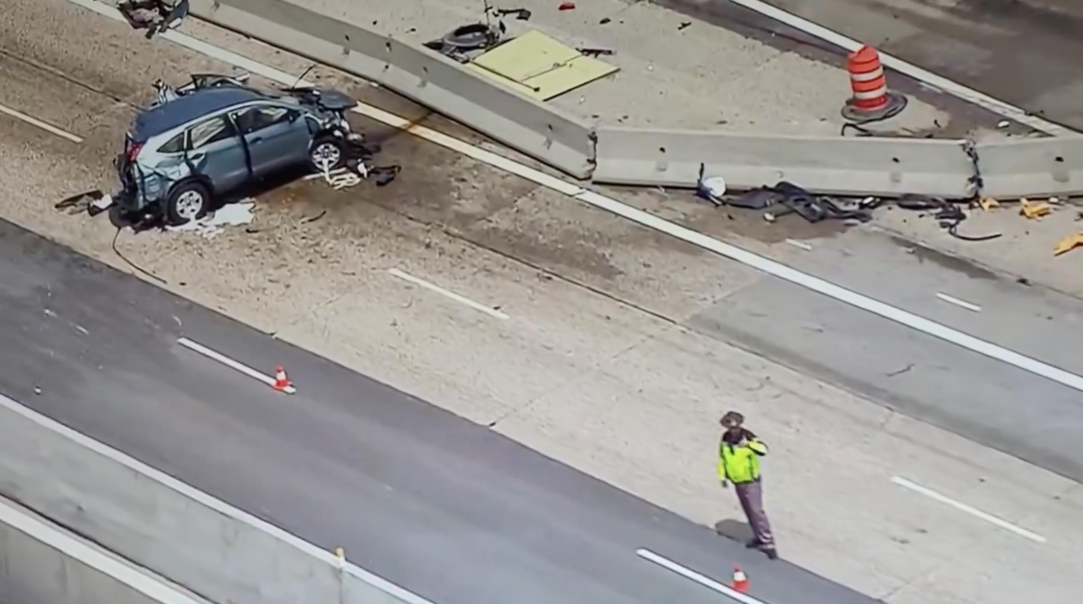 Three people were seriously injured when their car hit a semitruck and ran into a barrier on I-15 in Sunset Friday afternoon.