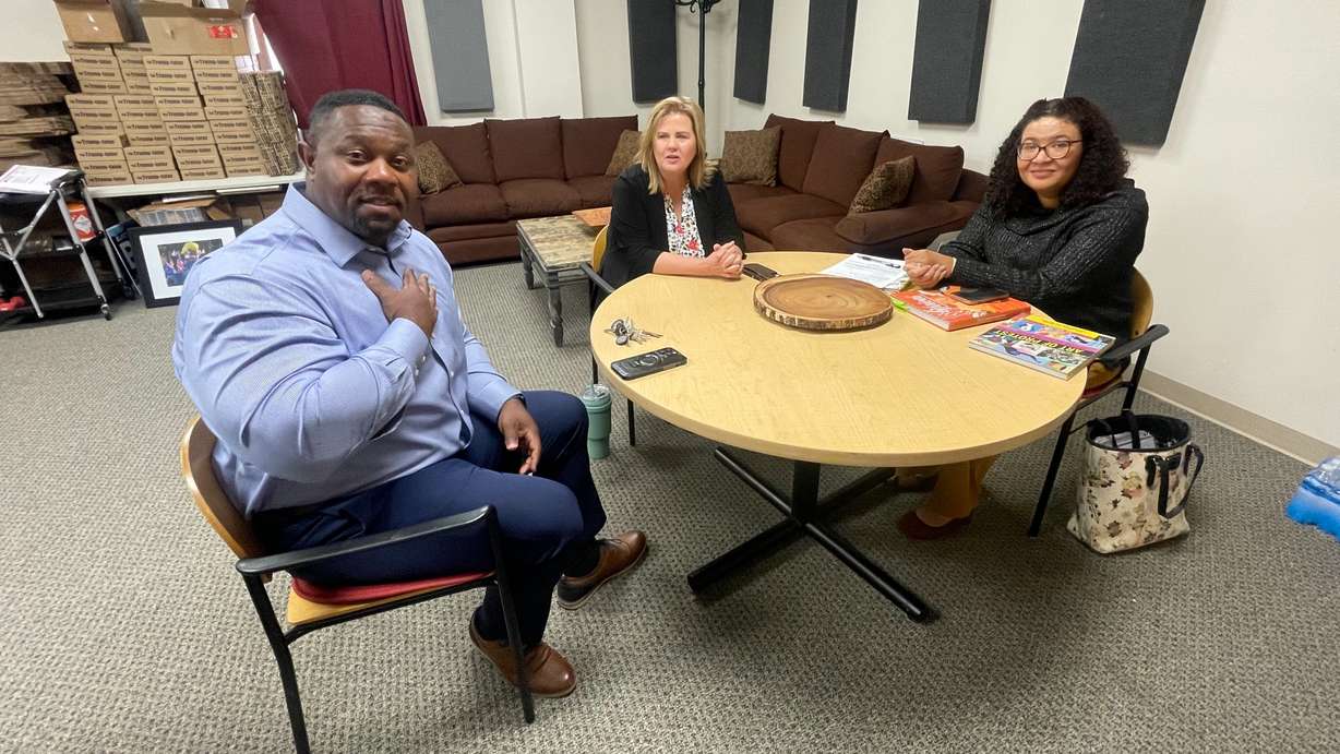 From left, Rod Hall, Jamie Renda of Path Forward Utah and Cari Bartholomew. Hall and Bartholomew are running as Republicans for seats on the Utah State Board of Education.