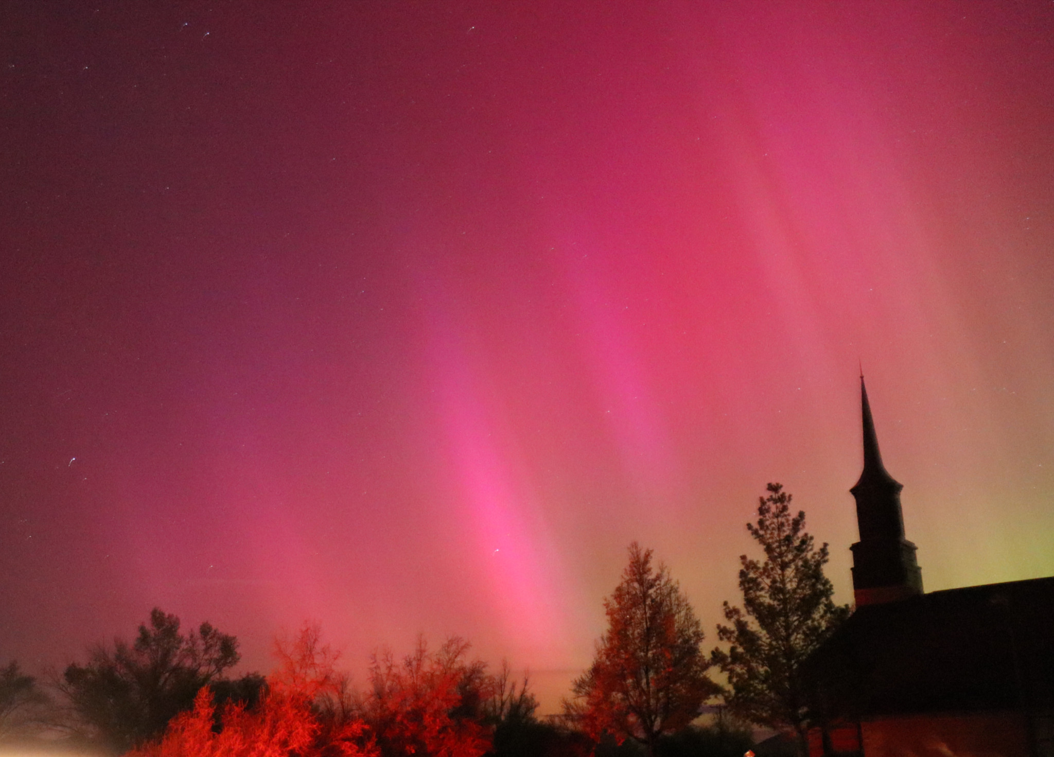 An aurora borealis event pictured on May 11 in Benson, Cache County. The northern lights could be visible in parts of Utah again over the next few nights because of another geomagnetic storm.