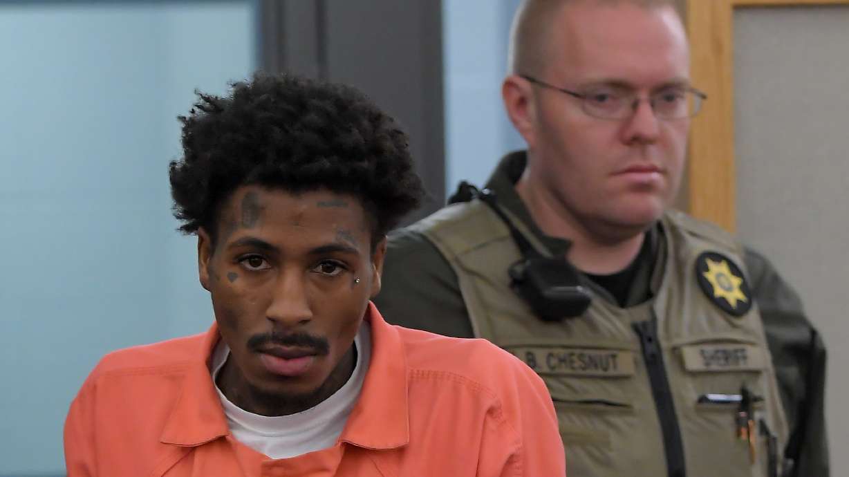 Kentrell Gaulden, known as NBA YoungBoy, arrives in 1st District Court Thursday in Logan. Gaulden, who lives near Huntsville, is charged with multiple prescription fraud felonies. He waived his right to a preliminary hearing and bail was set at $100,000.