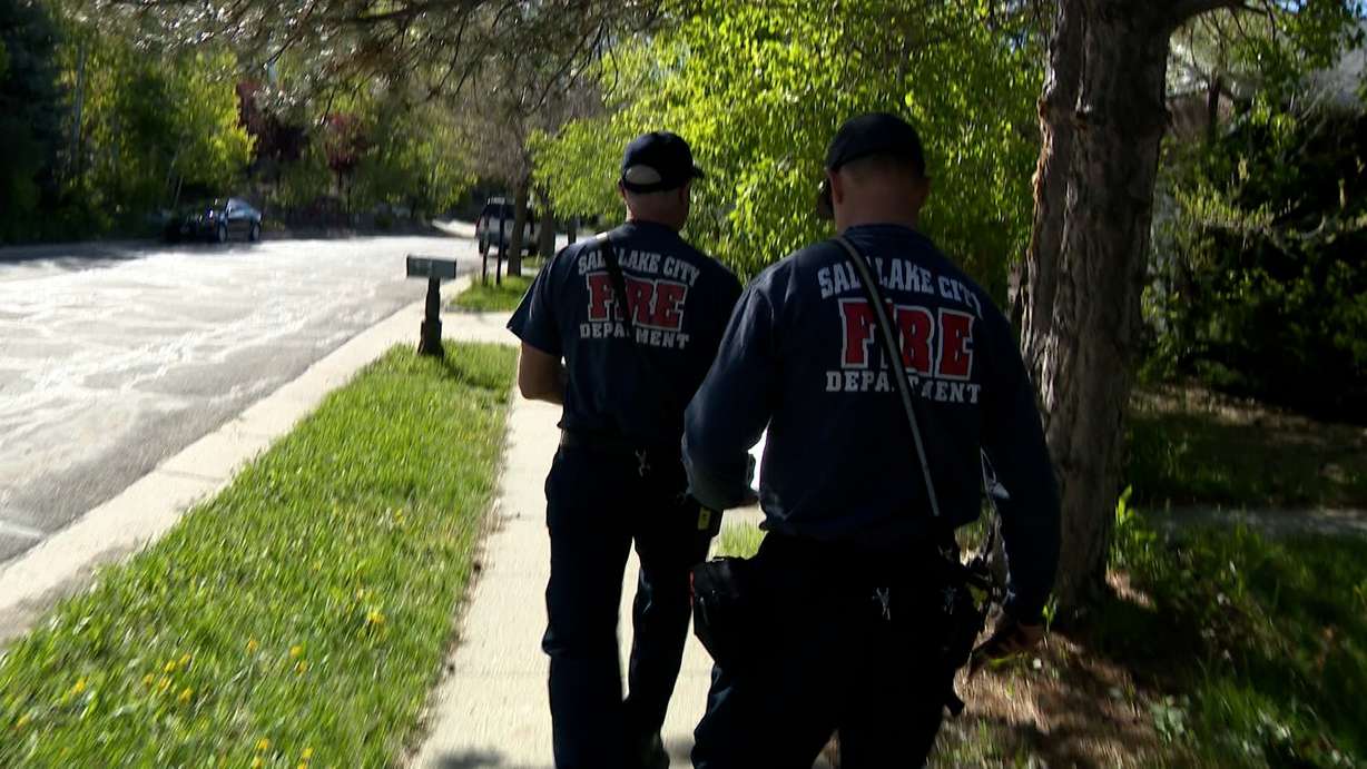 Salt Lake City firefighters went door-to-door in neighborhoods along the northeast bench on Saturday morning to stress safety in wildfire season.