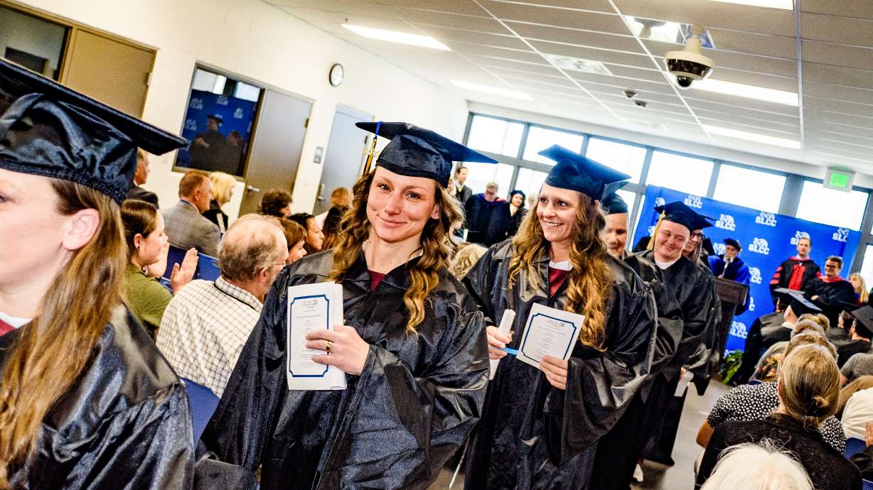 A graduation ceremony Monday, where 31 incarcerated individuals earned an associate's degree through the Salt Lake Community College Prison Education Program at the Utah State Correctional Facility.