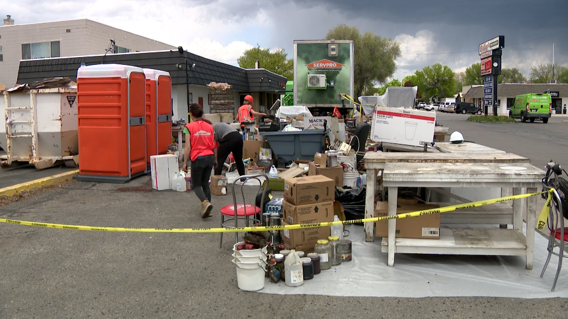 Furniture, appliances and other items were removed from the restaurant after the fire.