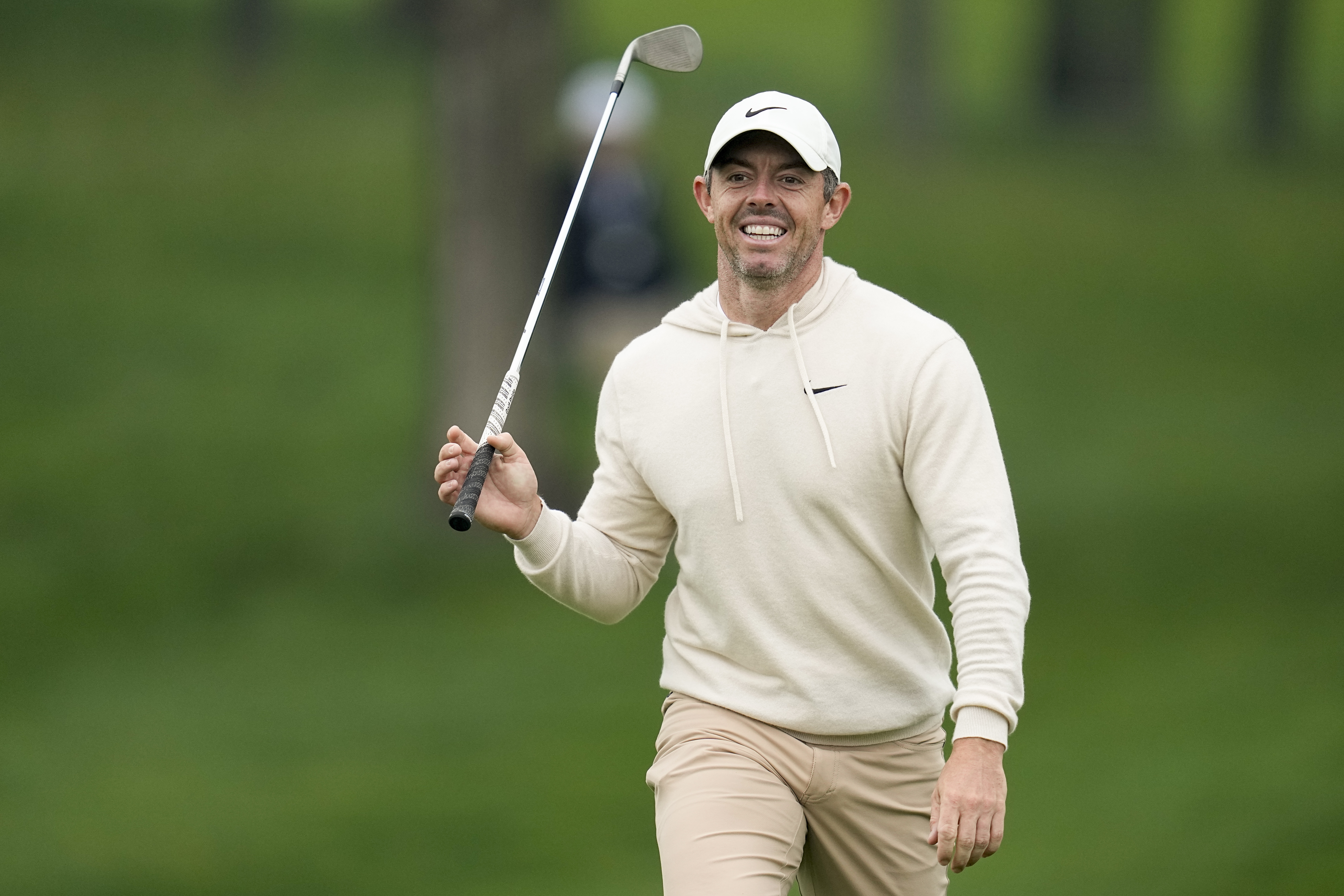 Rory McIlroy, of Northern Ireland, walks to the green on the 12th hole during a practice round for the PGA Championship golf tournament at the Valhalla Golf Club, Wednesday, May 15, 2024, in Louisville, Ky.