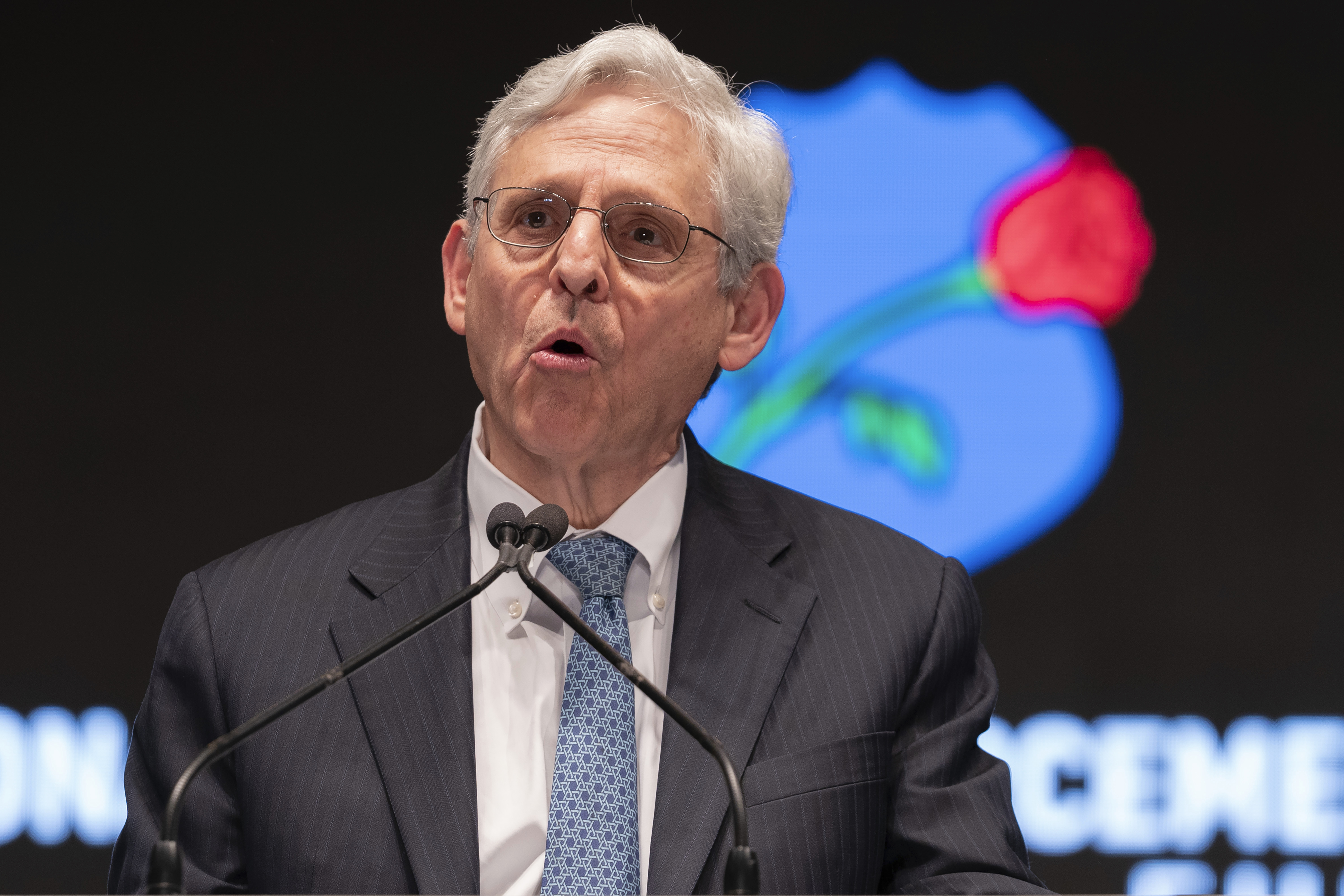 Attorney General Merrick Garland speaks during the 36th Annual Candlelight Vigil to honor the law enforcement officers who lost their lives in 2023, in Washington, on Monday. Garland advised President Joe Biden in a letter made public Thursday that interview audio falls within the scope of executive privilege.
