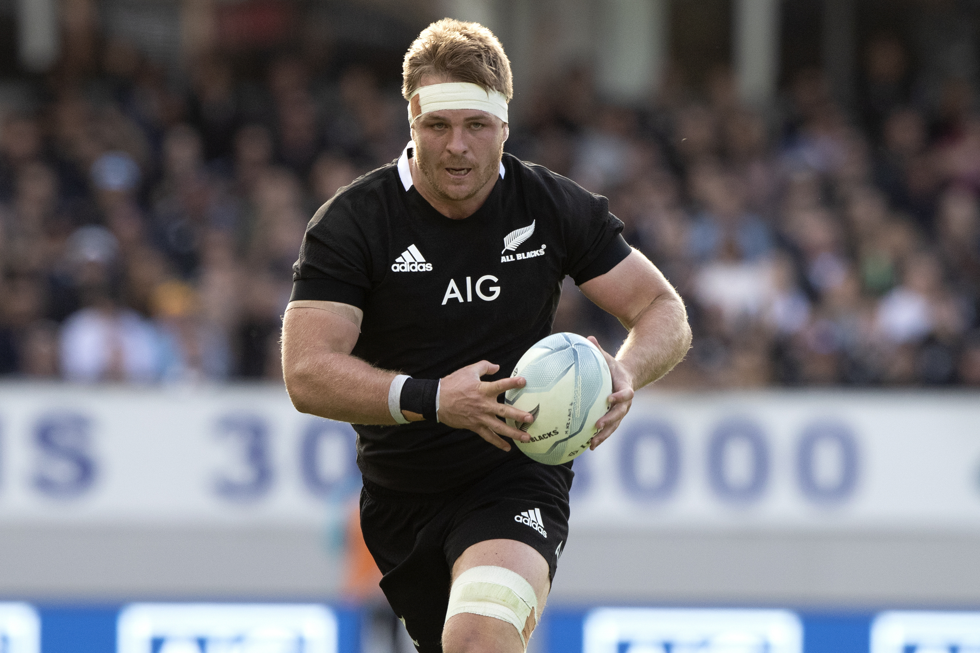 All Blacks captain Sam Cane runs during the second Bledisloe Rugby test between the All Blacks and the Wallabies at Eden Park in Auckland, New Zealand, Sunday, Oct. 18, 2020. Cane announced Monday May 13, 2024 that he was retiring from international rugby at the end of the 2024 season.