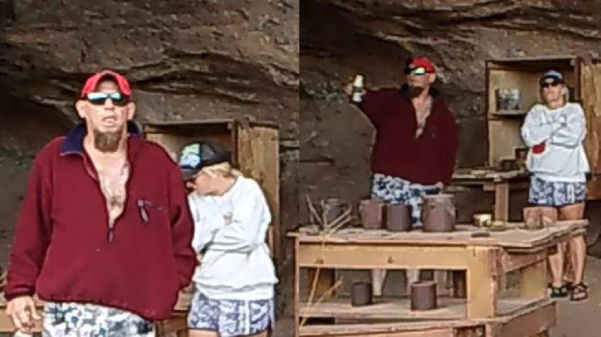 National Park rangers are asking for the public's help in identifying two visitors to Cave Springs who are suspected of archeological theft.