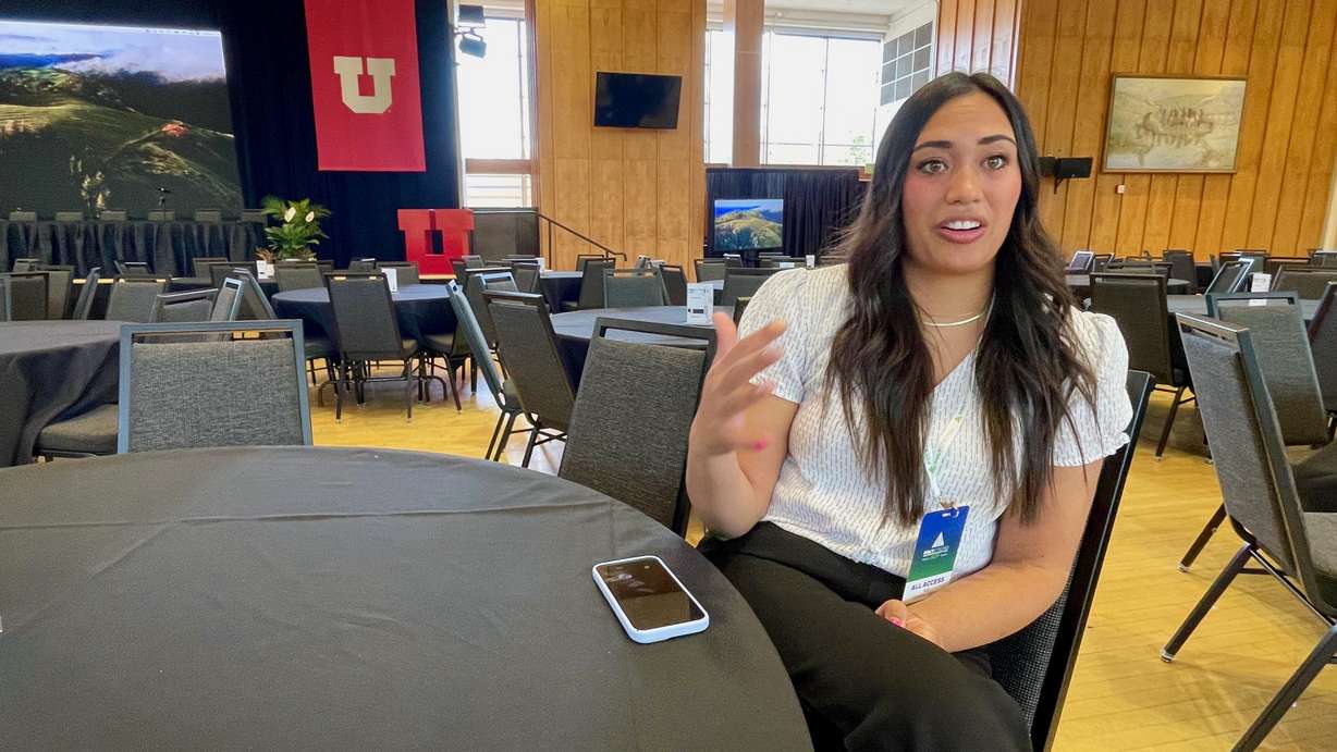 Kalistina Takau, executive director of the PolyStrong Leadership Summit, before a gathering geared to Pacific Islander teens and young adults held Friday on the University of Utah campus in Salt Lake City.