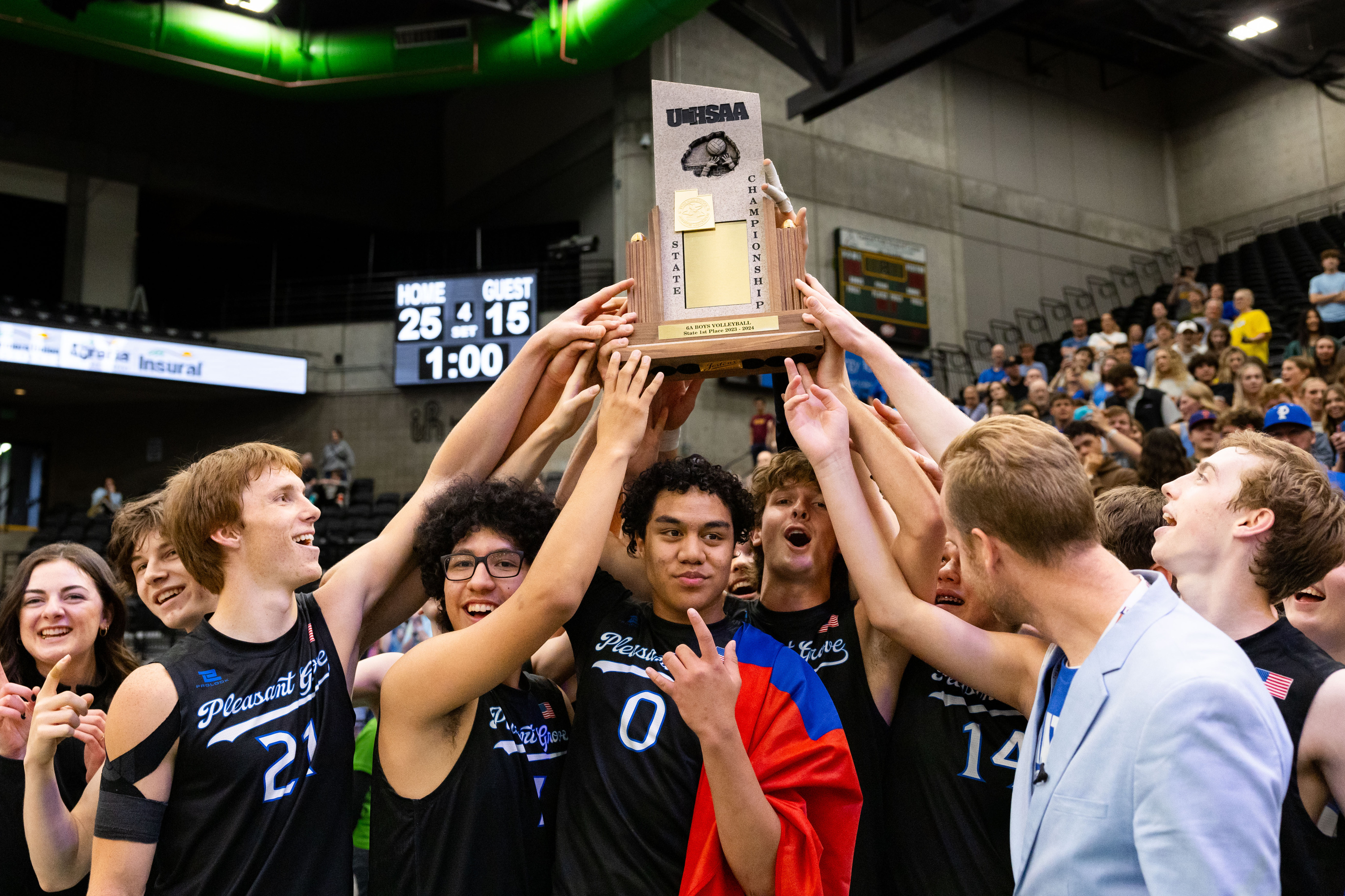 6A boys volleyball: Pleasant Grove runs away from Lone Peak to win inaugural championship