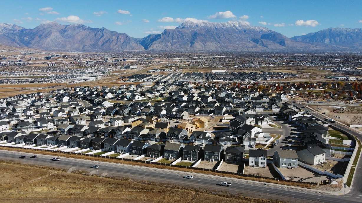 Homes in the Saratoga Springs area on Nov. 14, 2023. The Utah Department of Transportation is seeking public feedback on extending Mountain View Corridor highway into southern Saratoga Springs.