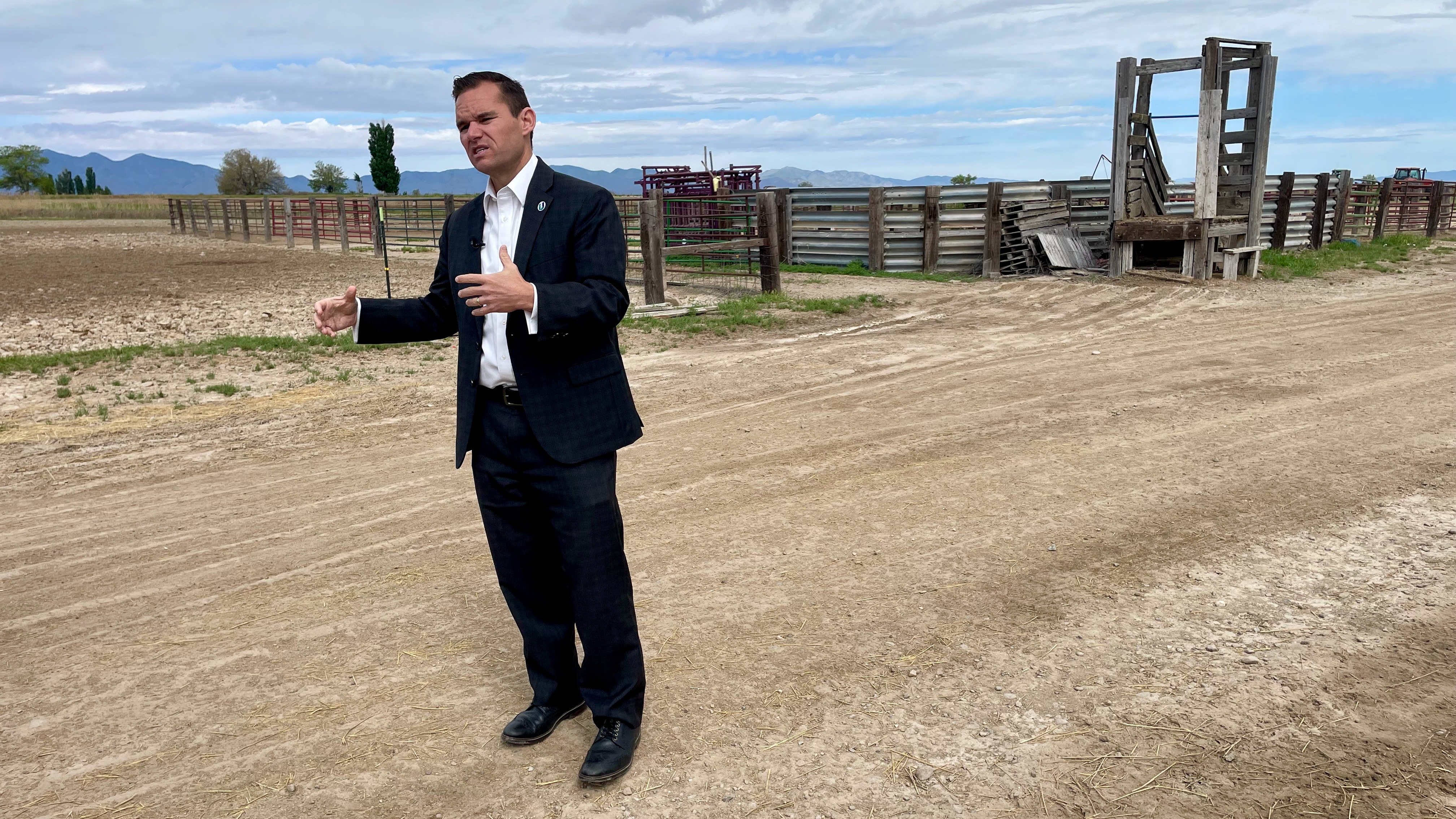 Ben Hart, executive director of the Utah Inland Port Authority, during a visit with media to the Weber County inland port area in western Weber County on Monday.
