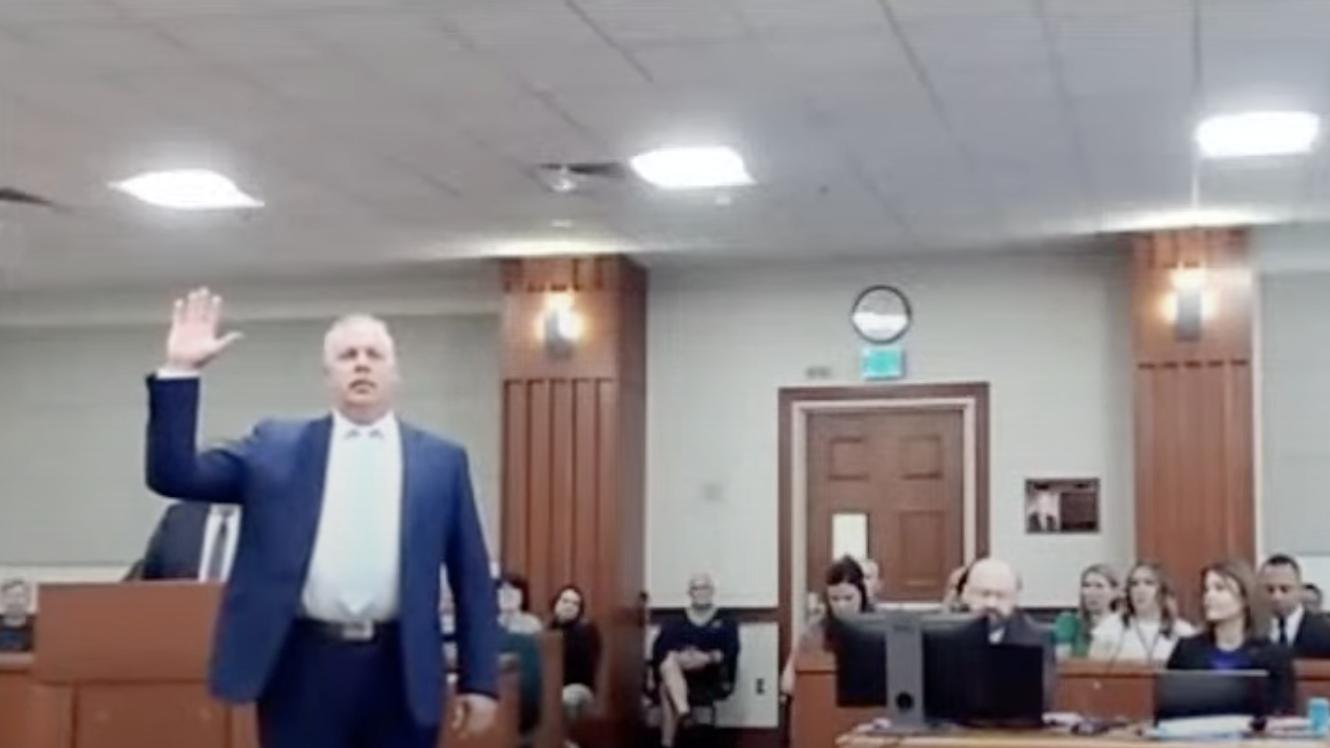 Former Rexburg detective Rick Schmitt is sworn in to testify in the Chad Daybell murder trial Tuesday.