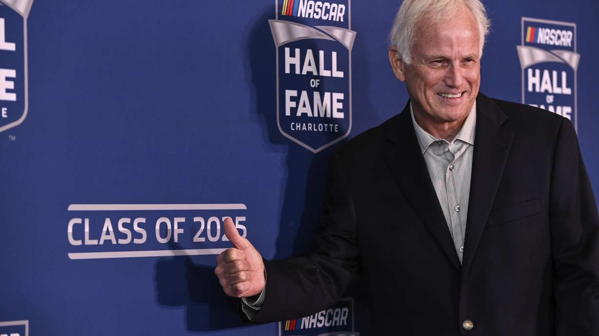 Former driver Ricky Rudd poses for a photo after learning of his induction to the 2025 NASCAR Hall of Fame, Tuesday, May 21, 2024, in Charlotte, N.C.