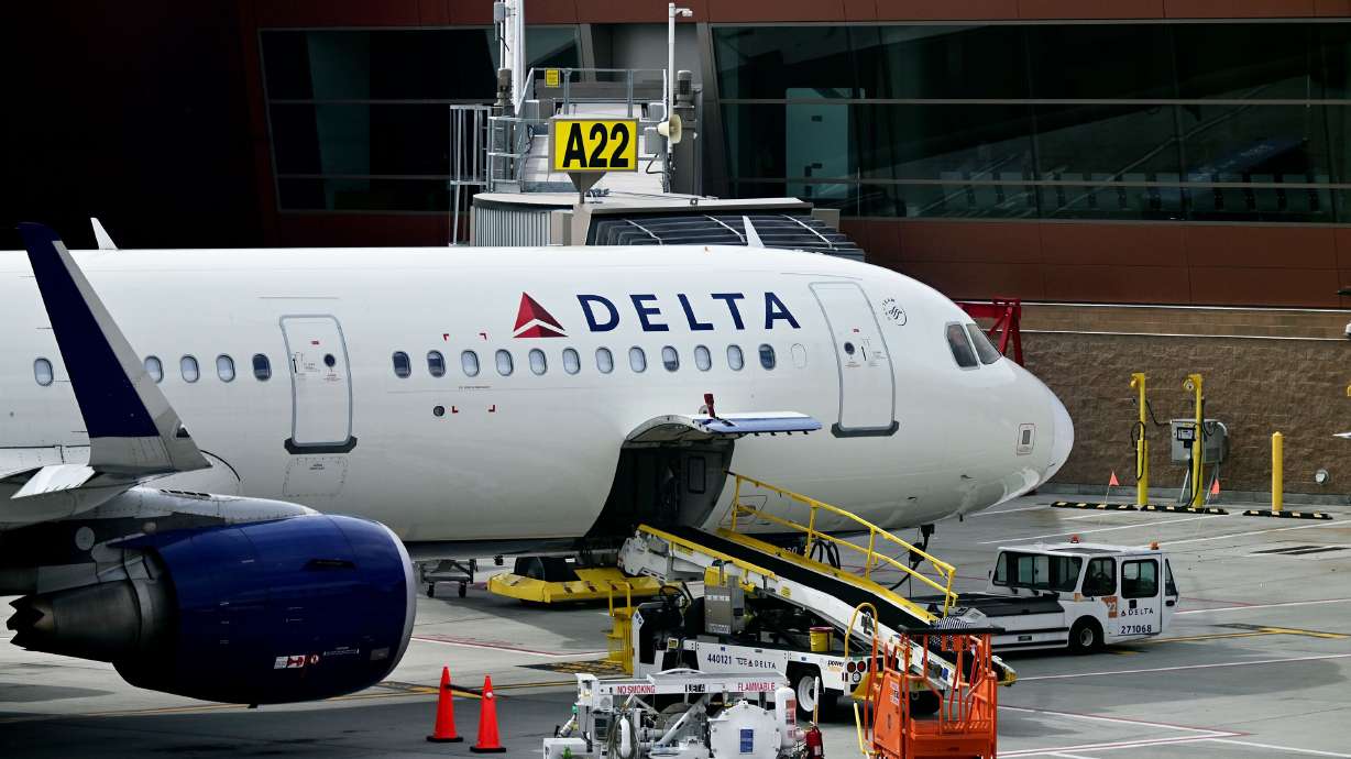 A Delta Air Lines plane at Salt Lake City International Airport in Salt Lake City on May 4. Utah leaders say an order by the U.S. Department of Transportation to cancel an agreement between Delta Air Lines and Aeromexico will negatively impact Utah.