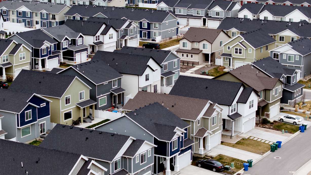 New homes in the Cold Spring Ranch community are pictured in Lehi on March 28. Utah leads the nation in new housing stock, but the Census Bureau says Utah's new privately owned housing units have dropped 35% in two years.