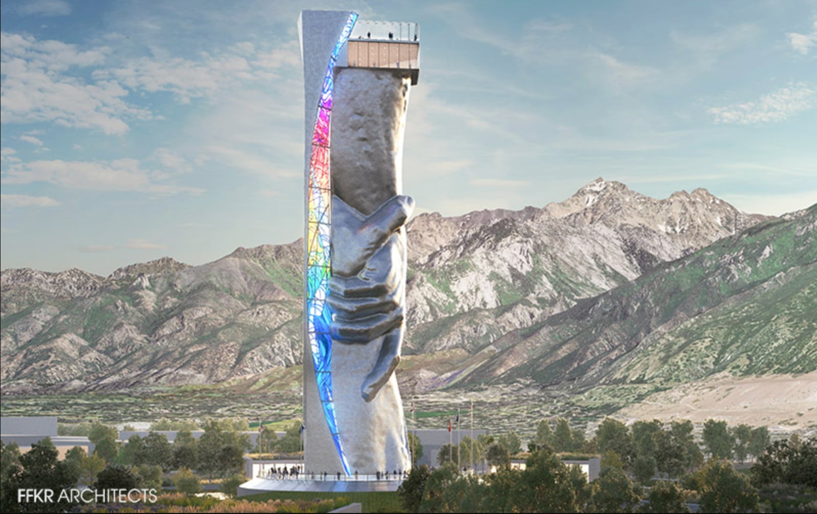 An artist’s rendering shows a proposed 300-foot Statue of Responsibility that would be built at the former Draper state prison site. Utah is an ideal location for the statue, said Steve Cohen, with Statue of Responsibility Foundation.