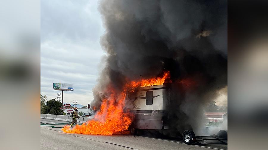 A recreational vehicle burst into flames on I-15 in Davis County Wednesday. Experts are offering advice to RV owners prior to the Memorial Day weekend.