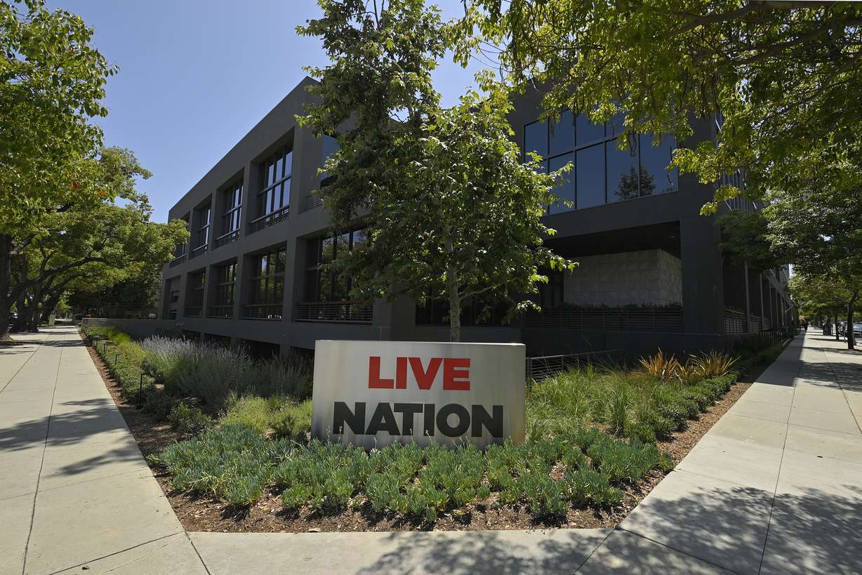 The headquarters of Live Nation is shown June 29, 2020, in Beverly Hills, Calif. The Justice Department was expected to file a sweeping antitrust lawsuit against Ticketmaster and its parent company, Live Nation Entertainment, on Thursday.