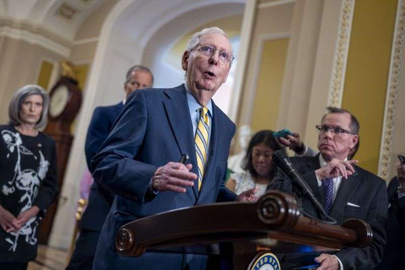 Senate Minority Leader Mitch McConnell, R-Ky., speaks at the Capitol in Washington, Tuesday.