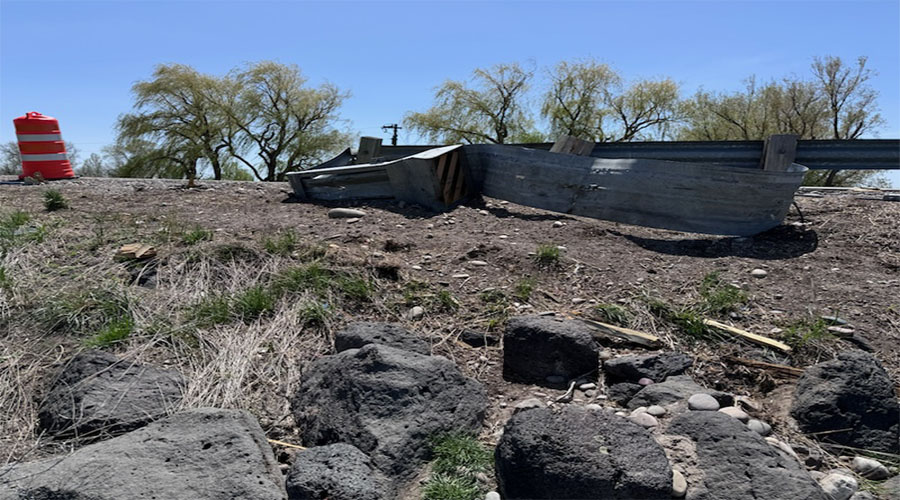 This undated photo shows the guardrail Aleah Orr hit in the May 12 accident.