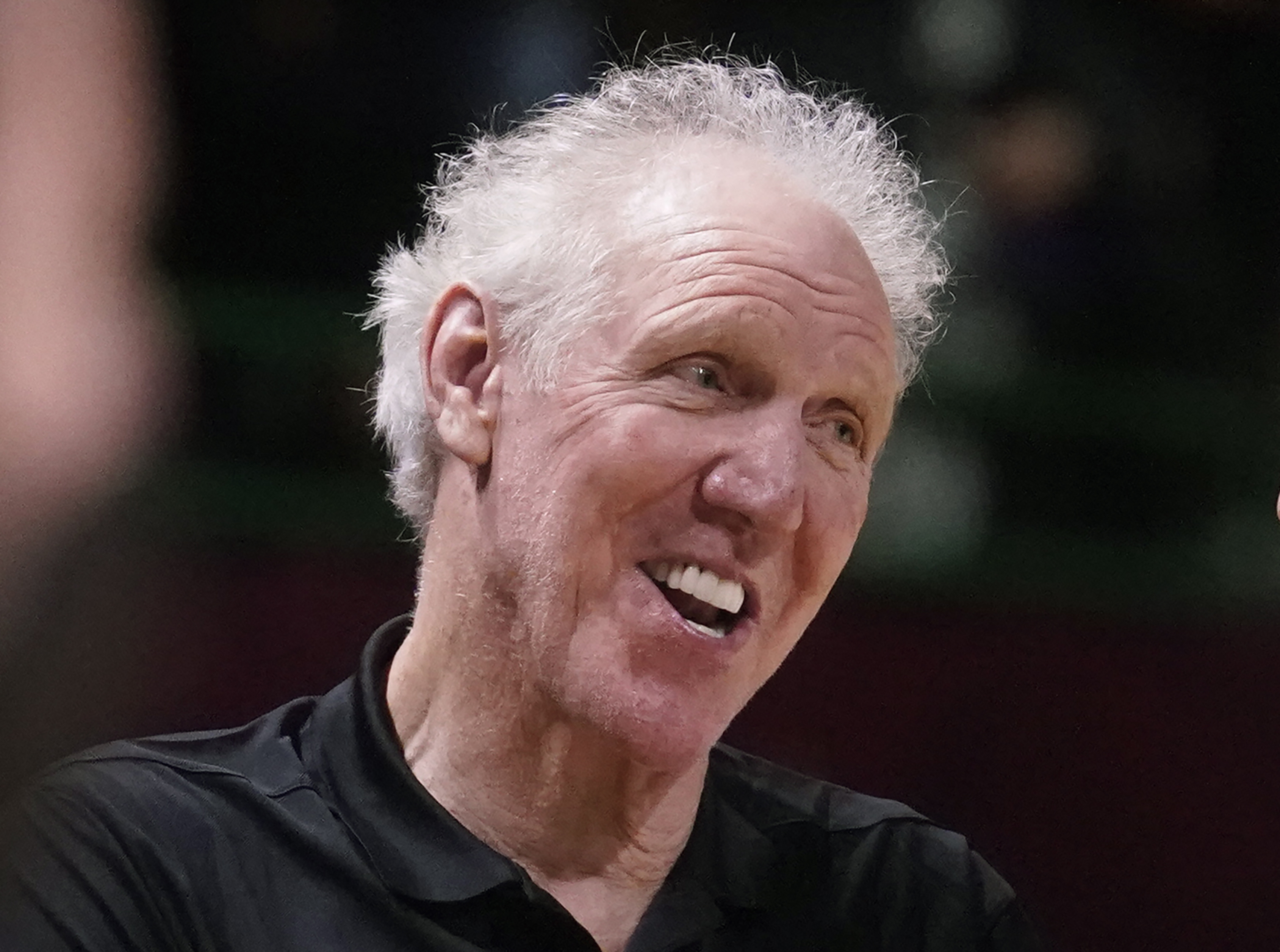 FILE - Basketball Hall of Fame legend Bill Walton laughs during a practice session for the NBA All-Star basketball game in Cleveland, Feb. 19, 2022. Walton, who starred for John Wooden's UCLA Bruins before becoming a Basketball Hall of Famer and one of the biggest stars of basketball broadcasting, died Monday, May 27, 2024, the league announced on behalf of his family. He was 71. 