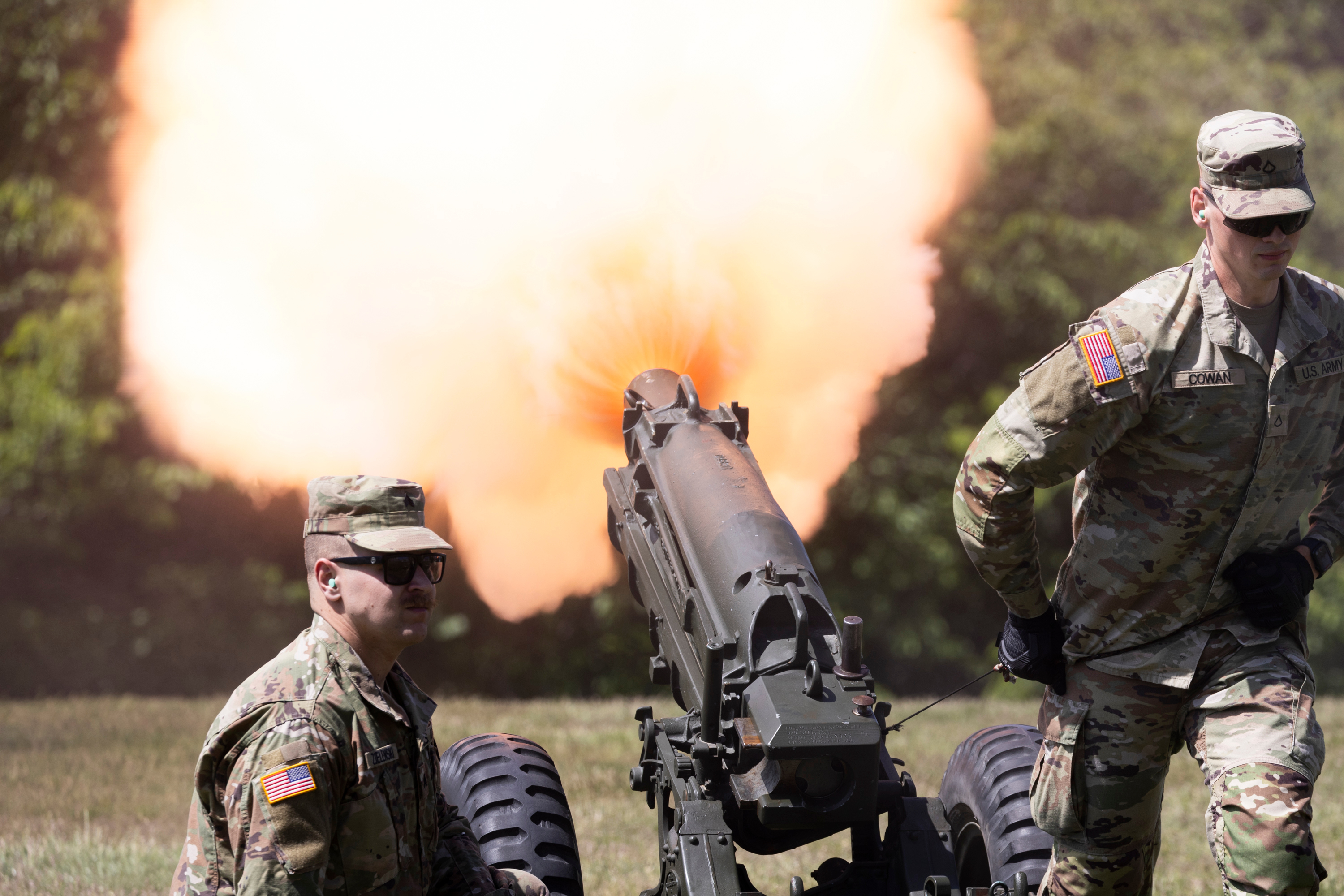 A 21-gun salute is performed during the Memorial Day commemoration at the Utah Capitol in Salt Lake City on Monday.