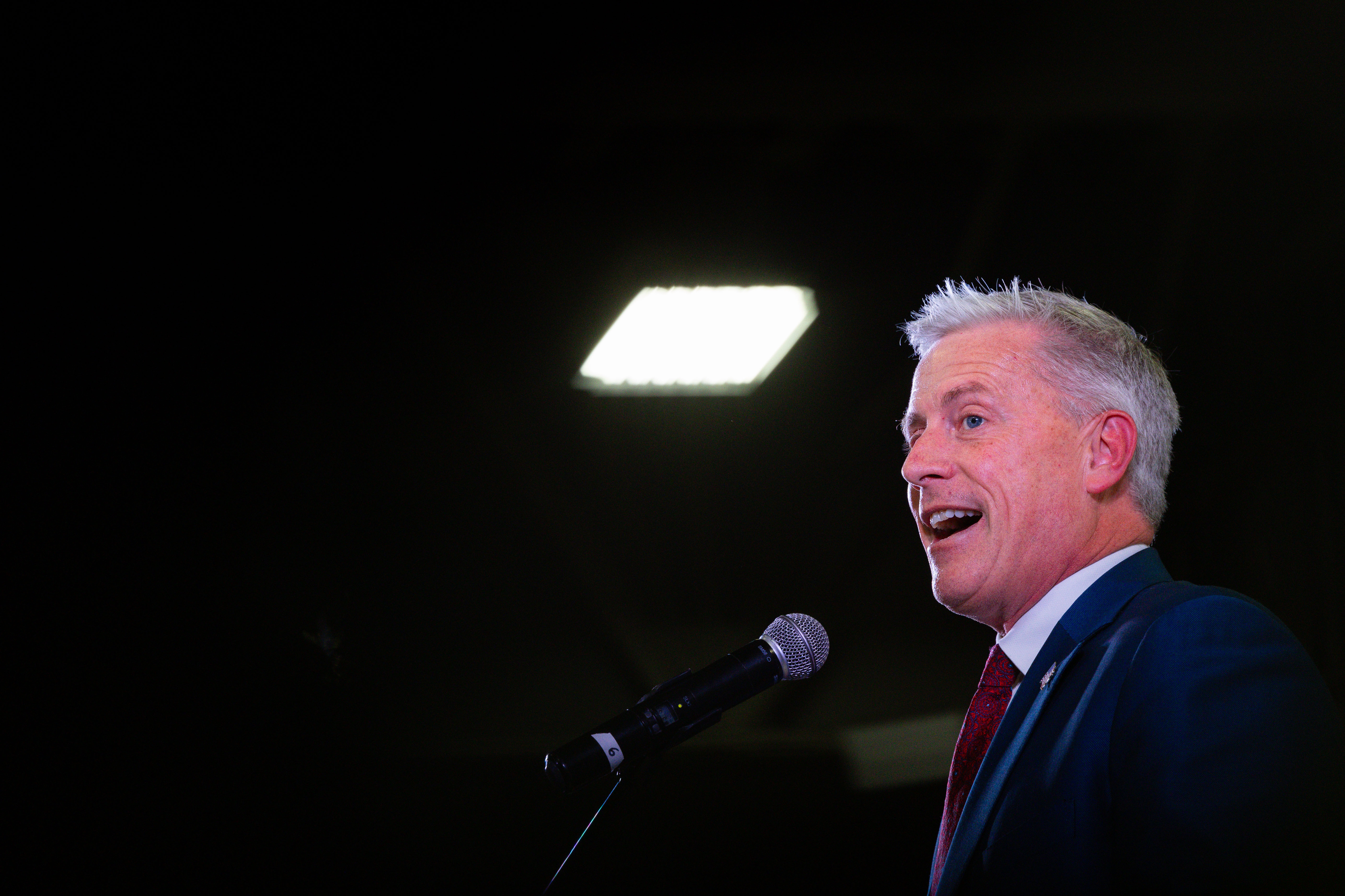 Jason J. Walton, who is running for U.S. Senate, speaks at the Utah Republican Party state nominating convention at the Salt Palace Convention Center in Salt Lake City on April 27.