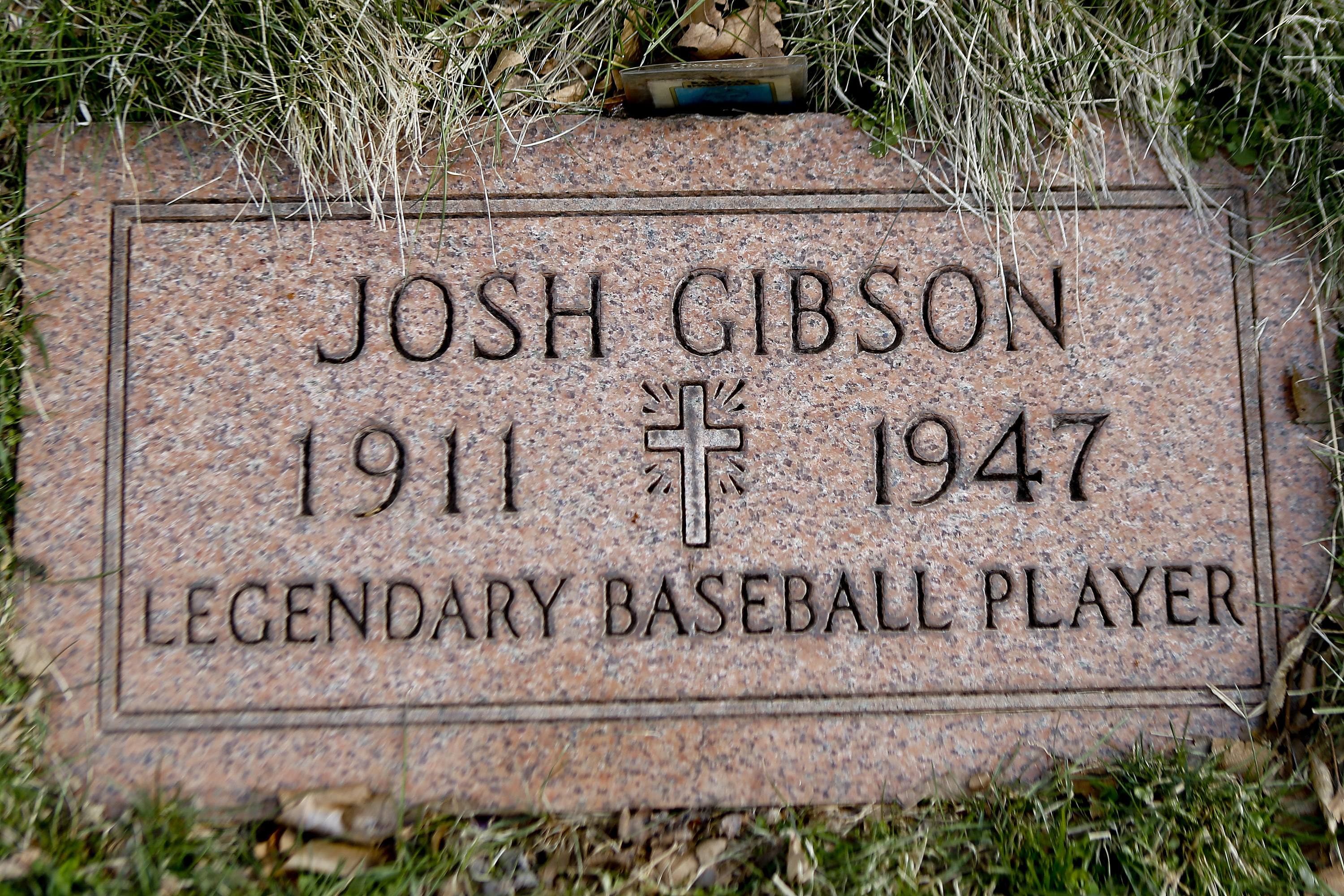 The grave stone for baseball player Josh Gibson is shown at Allegheny Cemetery in Pittsburgh on March 17, 2017. Gibson became Major League Baseball’s career batting leader with a .372 average, surpassing Ty Cobb’s .367 when records of the Negro Leagues for more than 2,300 players were incorporated Tuesday, May 28, 2024, after a three-year research project. 