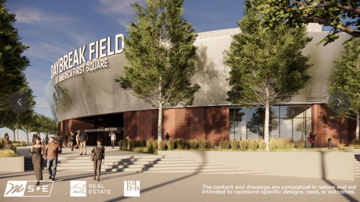 A rendering of the new Daybreak Field that Miller Sports and Entertainment released on May 30. The team's first game in the stadium is slated for April 8, 2025.