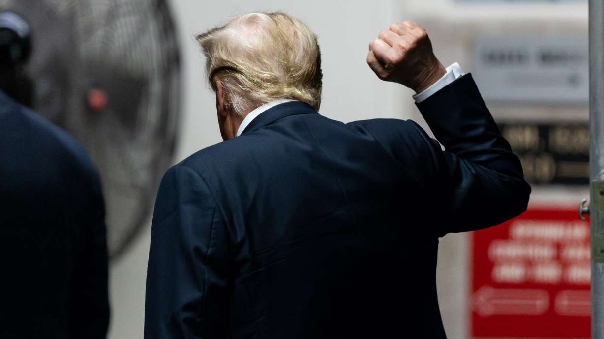 Former President Donald Trump walks out of the courtroom as the jury in his criminal trial continues to deliberate at Manhattan Criminal Court, Thursday in New York.