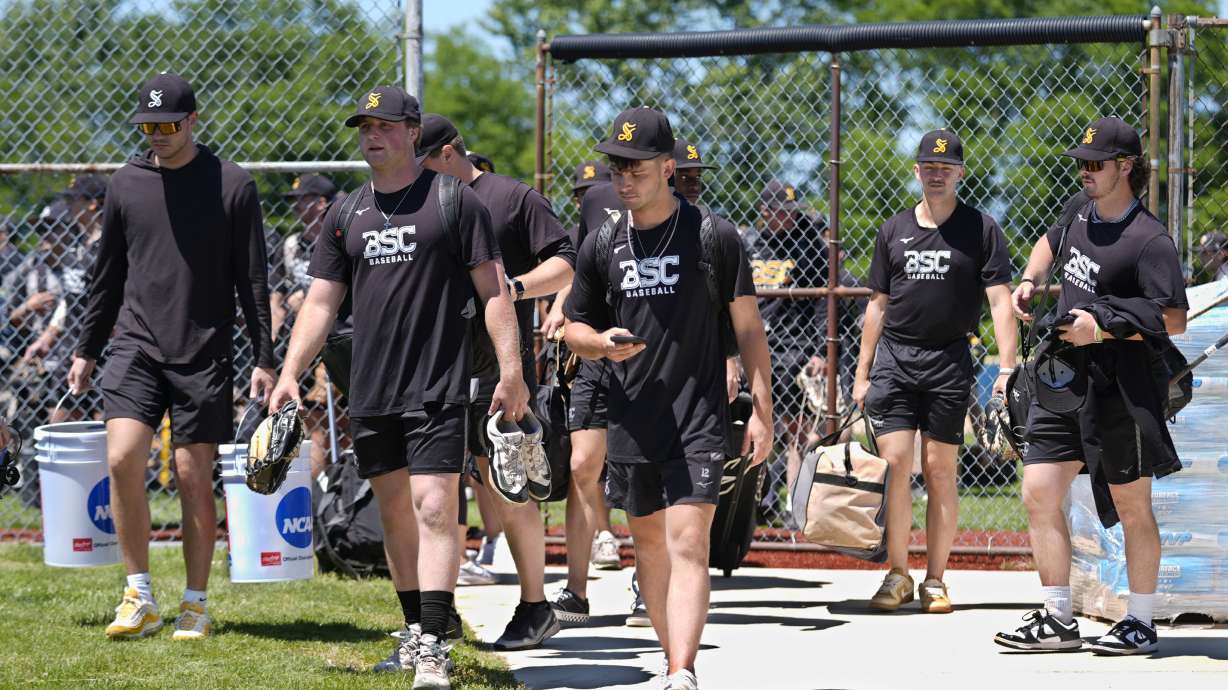 Birmingham-Southern players leave a practice Thursday, May 30, 2024, in Kirtland, Ohio. On Friday, the Panthers will continue an unexpected, uplifting season that has captured hearts across the country by playing in the Division III World Series on the same day the liberal arts college founded on the eve of the Civil War shuts its doors.