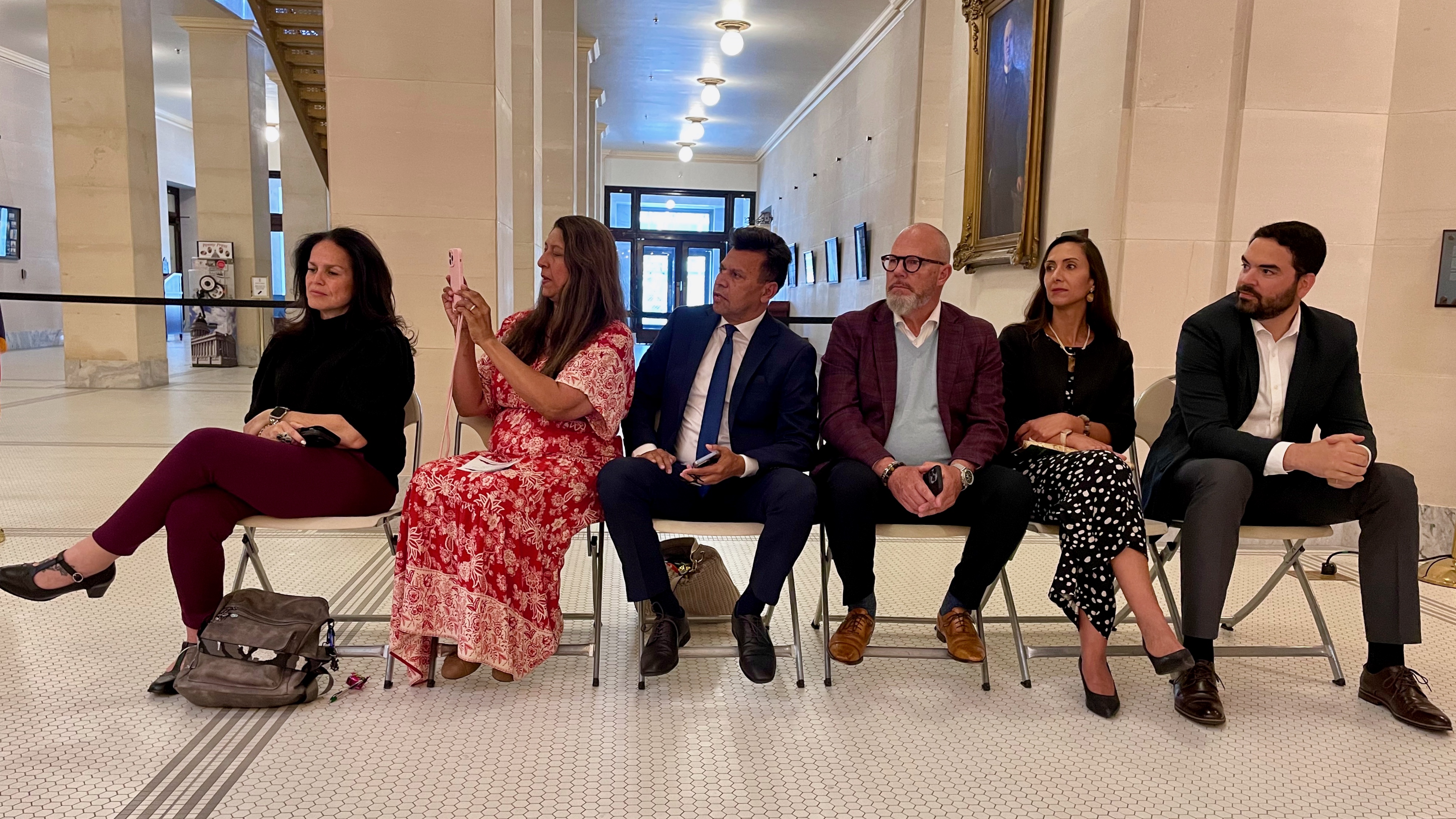 Some of the participants listen at a gathering on Thursday at the Utah Capitol in Salt Lake City to mark moves to revive the Brazilian American Chamber of Commerce of Utah.