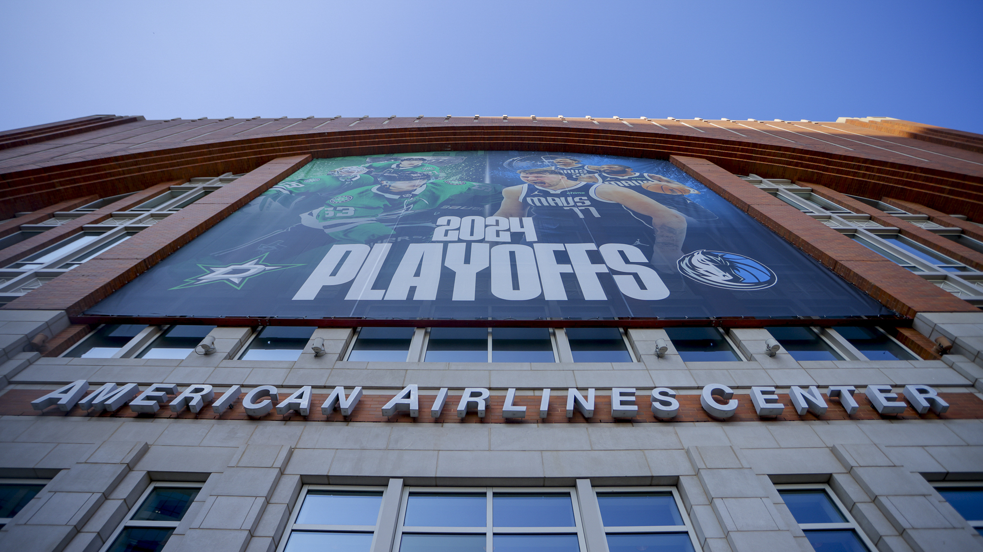 The exterior of American Airlines Center is seen prior to Game 4 of the NBA basketball Western Conference finals between the Dallas Mavericks and the Minnesota Timberwolves, Tuesday, May 28, 2024, in Dallas. The Timberwolves won 105-100. The arena is on the verge of hosting the NHL and NBA finals as the Dallas Stars and Mavericks are currently playing in the Western Conference finals in their respective leagues. 