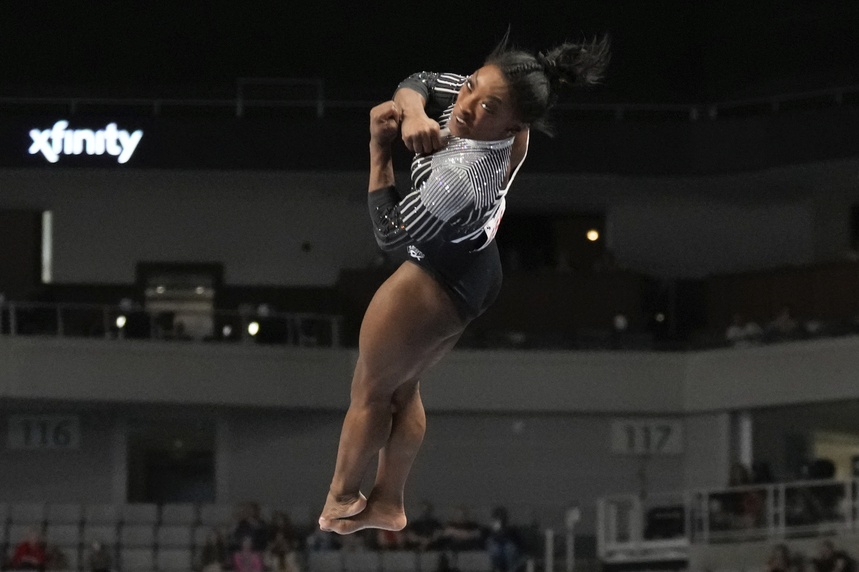 Simone Biles competes on the vault during the U.S. gymnastics championships, Friday, May 31, 2024, in Fort Worth, Texas.