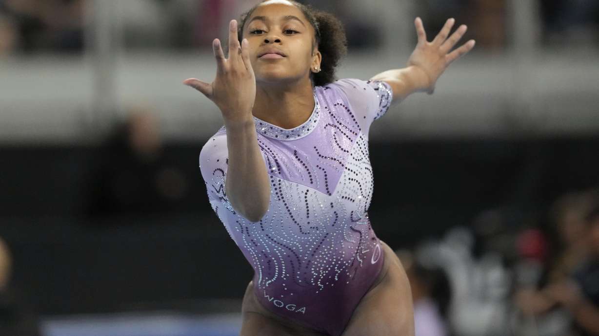 Skye Blakely competes on the floor during the U.S. Gymnastics Championships, Friday, May 31, 2024, in Fort Worth, Texas.