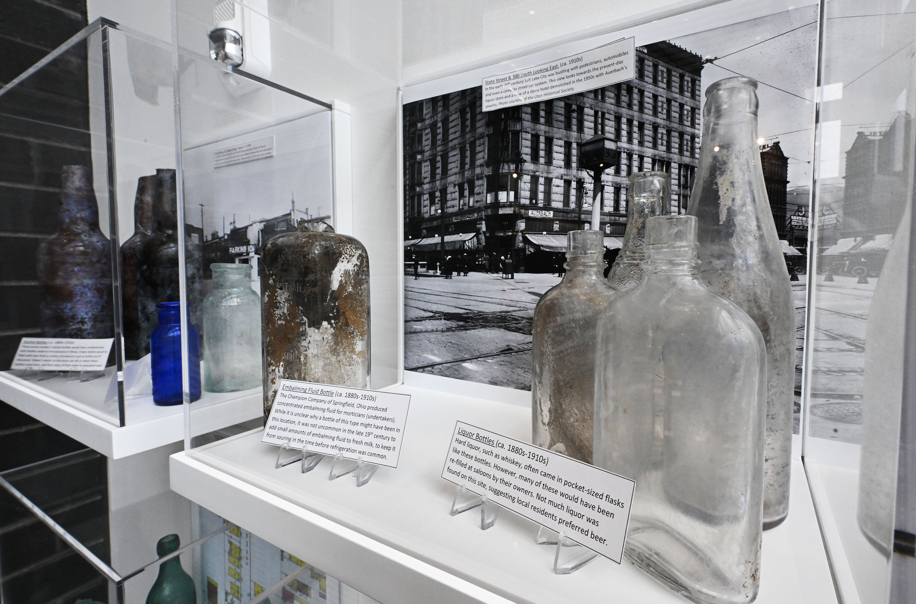 Historical items that were found on site during construction of a new state liquor store in Salt Lake City that opened on Monday.