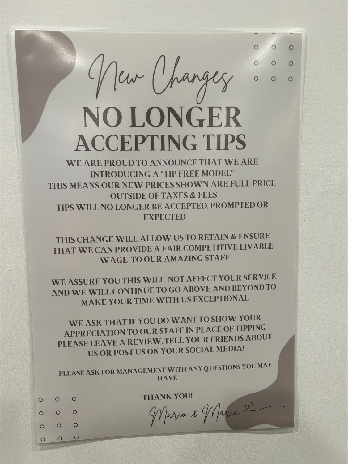 Logan restaurant requests 'no tips' from customers as part of new business model