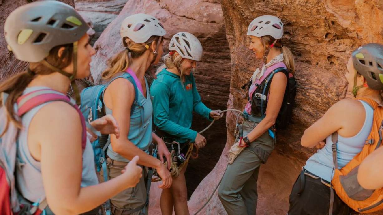 Rock Odysseys leads a women’s retreat group on an outdoor rock climb.