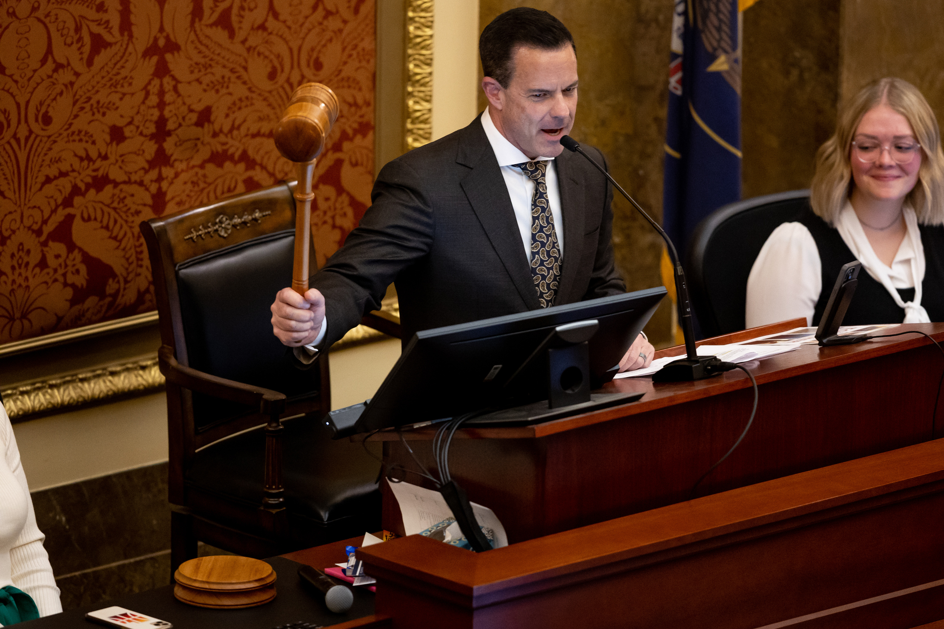 House Speaker Brad Wilson, R-Kaysville, gavels the legislative session to a close in the House Chamber at the Capitol in Salt Lake City on March 3, 2023.