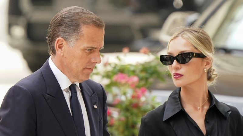 Hunter Biden and his wife Melissa Cohen Biden arrive at the federal court for his trial on criminal gun charges in Wilmington, Del., Wednesday.
