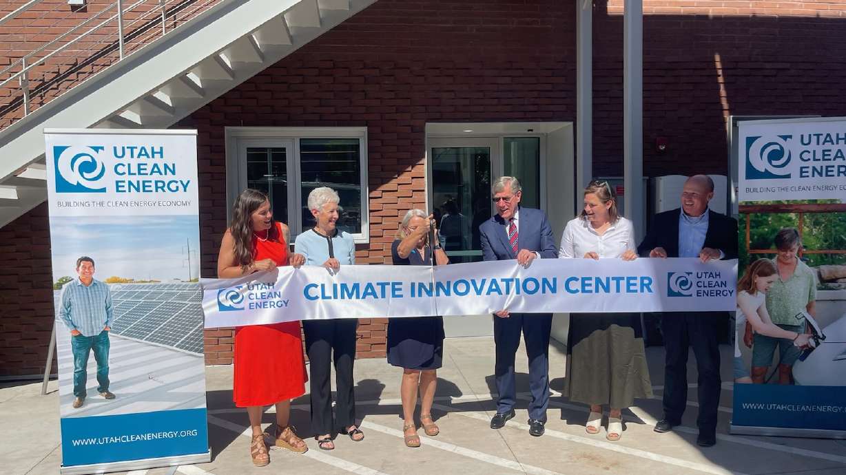 State and local leaders in energy, politics and business cut the ribbon for Utah Clean Energy's Climate Innovation Center in Salt Lake City on Wednesday.