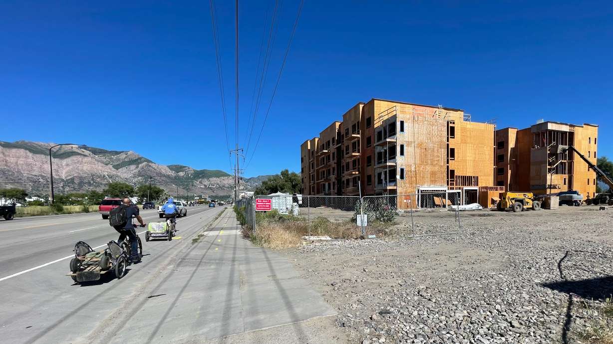 An apartment building photographed Wednesday takes shape on 12th Street in Ogden. Ogden Mayor Ben Nadolski has announced plans to seek an ordinance change to encourage less apartment growth and more single-family home development.