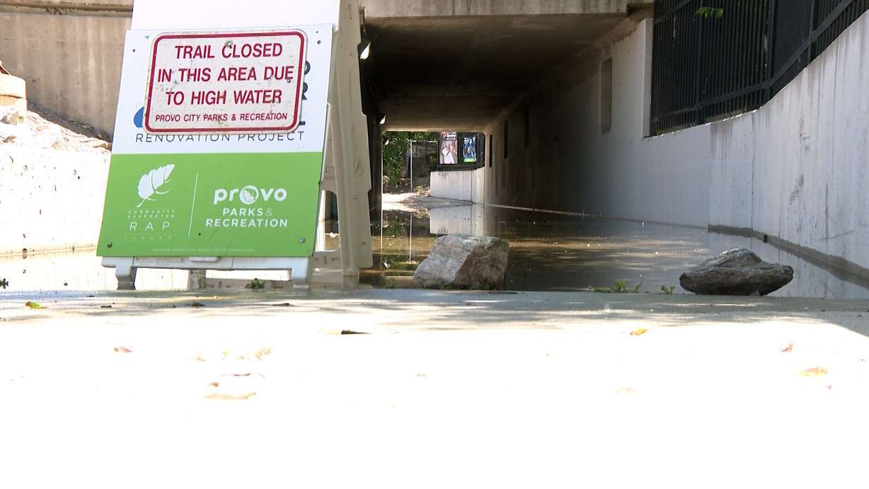 Parts of the Provo River Trail are closed due to high water as pictured here on Wednesday. The river is running at just about its peak with hotter weather on the doorstep.