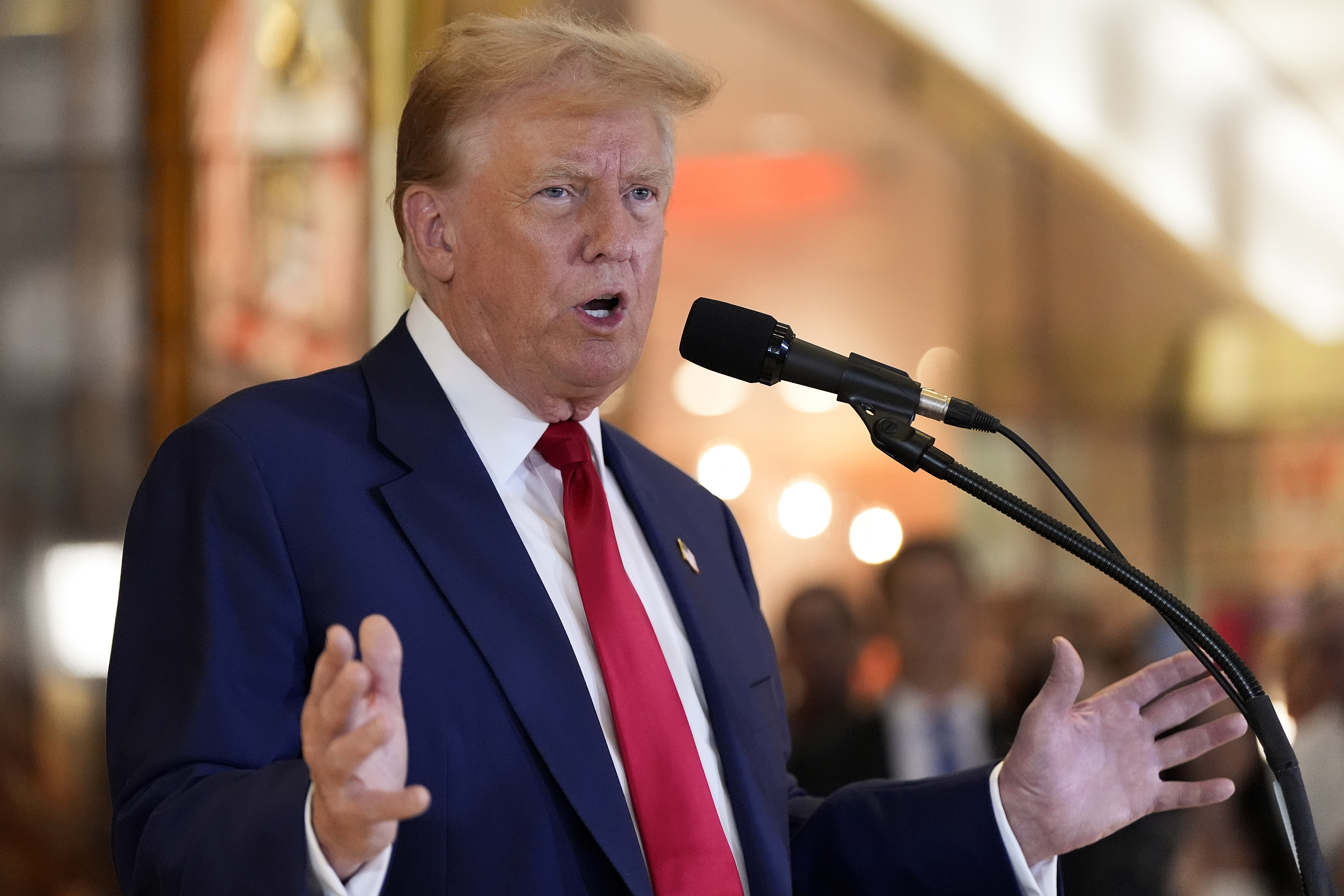 Former president Donald Trump speaks during a news conference at Trump Tower, May 31 in New York. The presumptive Republican presidential nominee addressed the conviction.
