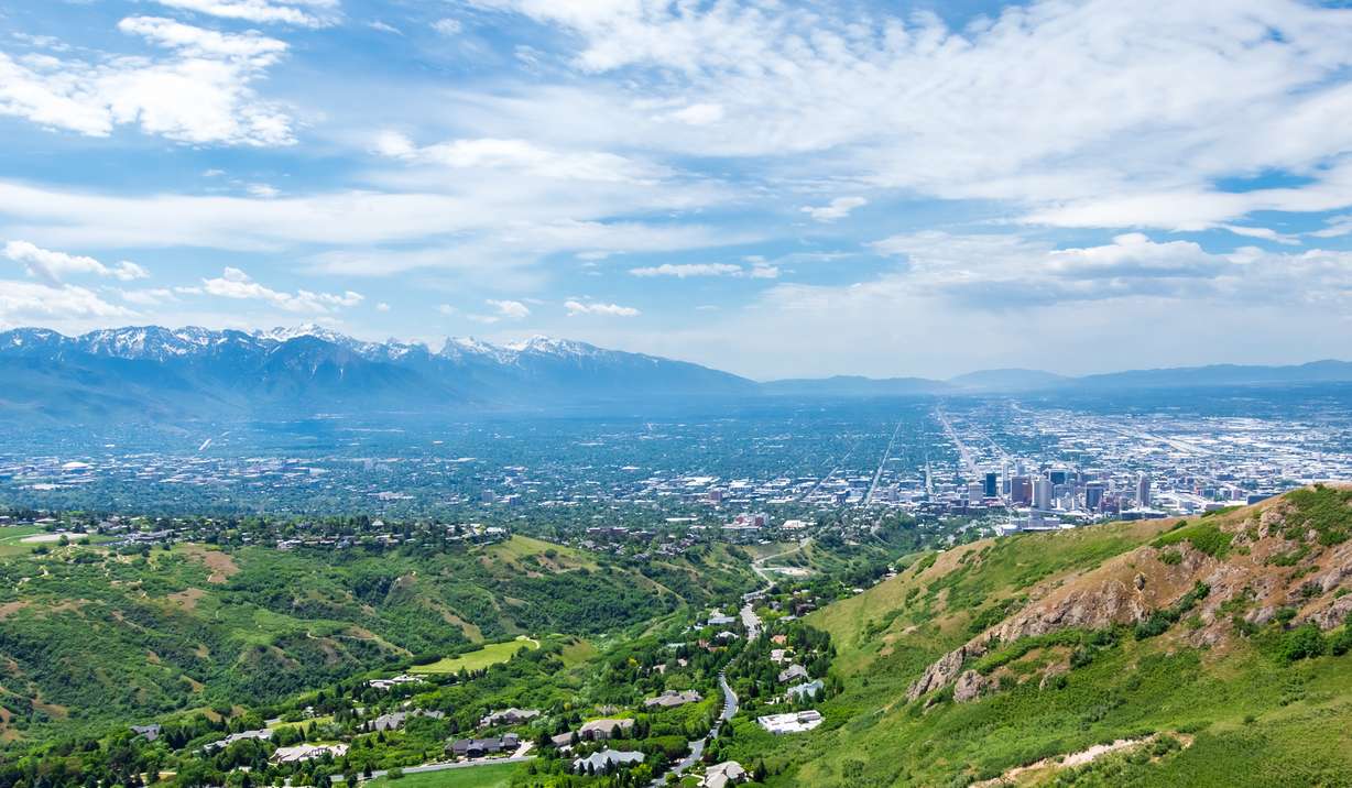 A view of the Salt Lake Valley from City Creek Canyon in Salt Lake City on Sunday. Firefighters say green foothills can be deceiving and that fire danger is rebuilding in northern Utah.