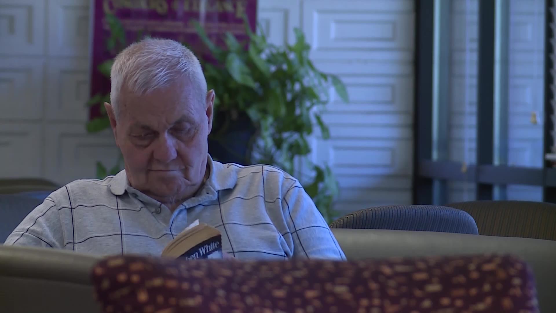A man at a senior center enjoying his time at the cool center in this undated photo.